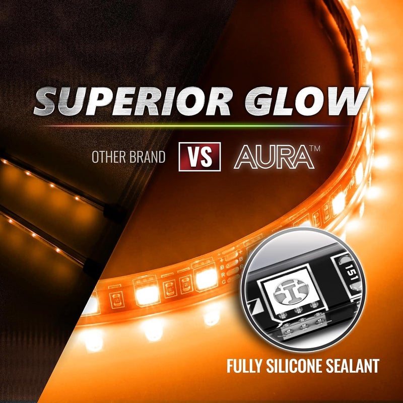 OPT7 Aura Pro 14pcs Motorcycle RGB LED Strip Lights with App & Remote Control, Multi-Color & Music Sync Neon Accent Bike Underglow Lighting Kit, 12V Handle Switch for Harley Honda Yamaha Kawasaki - Image 4